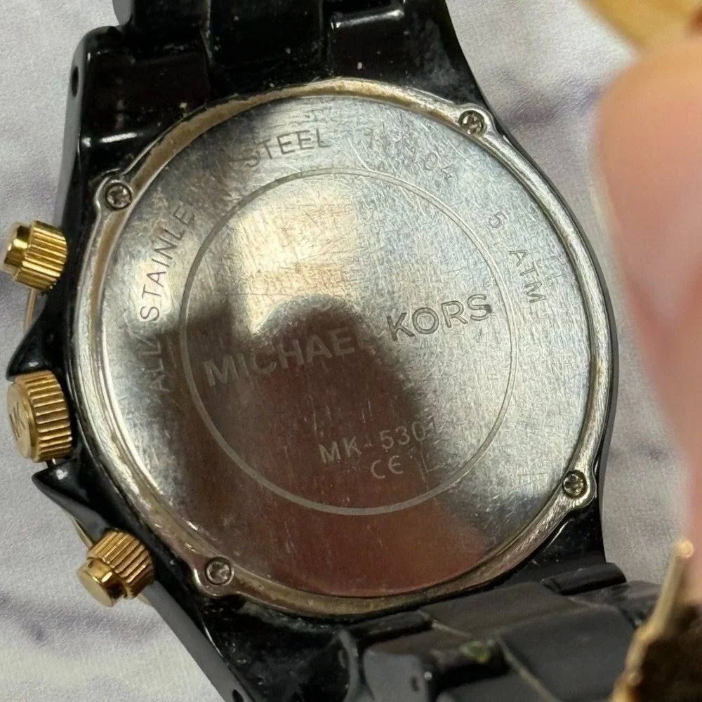 Michael Kors Women's MK5301 Black Acetate Gold Tone Pave' Bracelet Watch‎